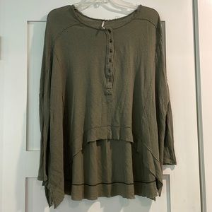 Free People Waffle Knit Long Sleeve Tee